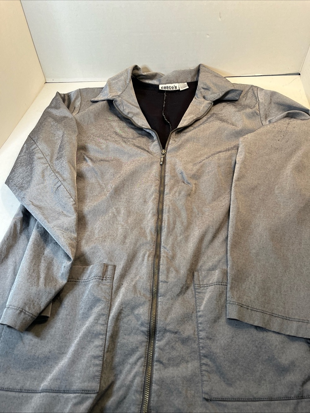 Chico's Gray Zip-Up Lightweight Shirt Jacket